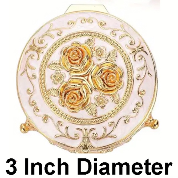 Decorative Round Jewelry Box - Vintage Style with Leather Lining - New W/Tags - Picture 3 of 5